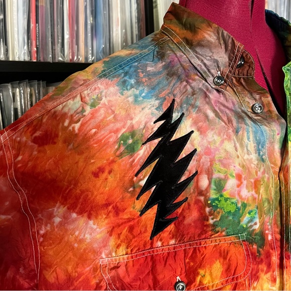 Ice dyed silk black velvet syf bolt stealie grateful company dead sphere ♻️🌈⚡️ - Picture 9 of 15